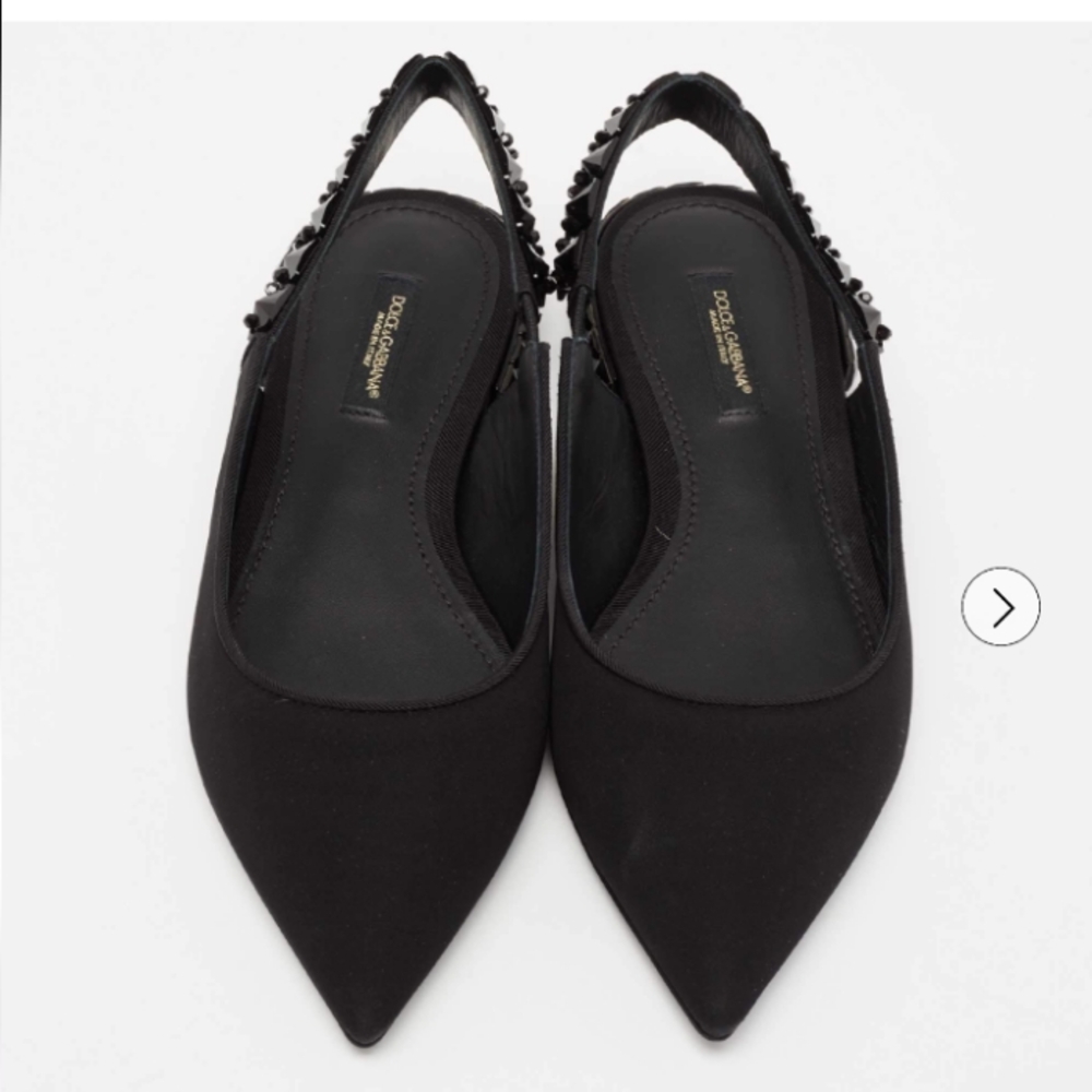 Dolce & Gabbana Black Flats Slingback Charmeuse Shoes